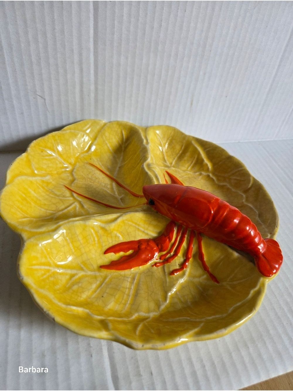Vintage Maruhon Ware Lobster-themed Hand-painted Ceramic Dish